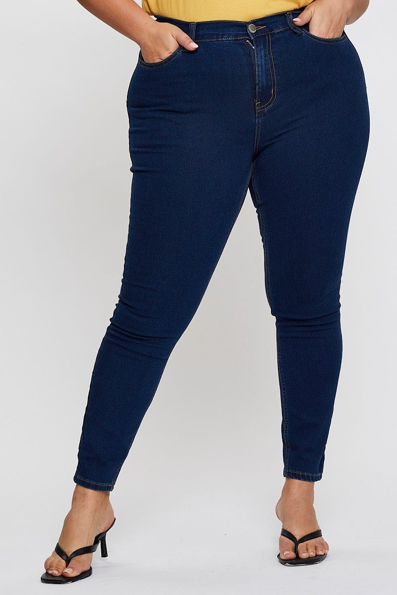 Ladies Plus Size High Waist Curve Jeans Stretch Jeggings