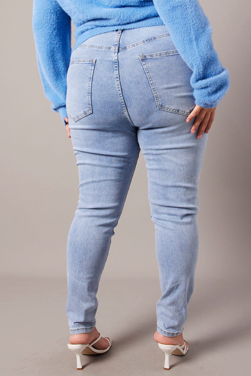 Plus Size Mid Blue Jersey Stretch Jegging