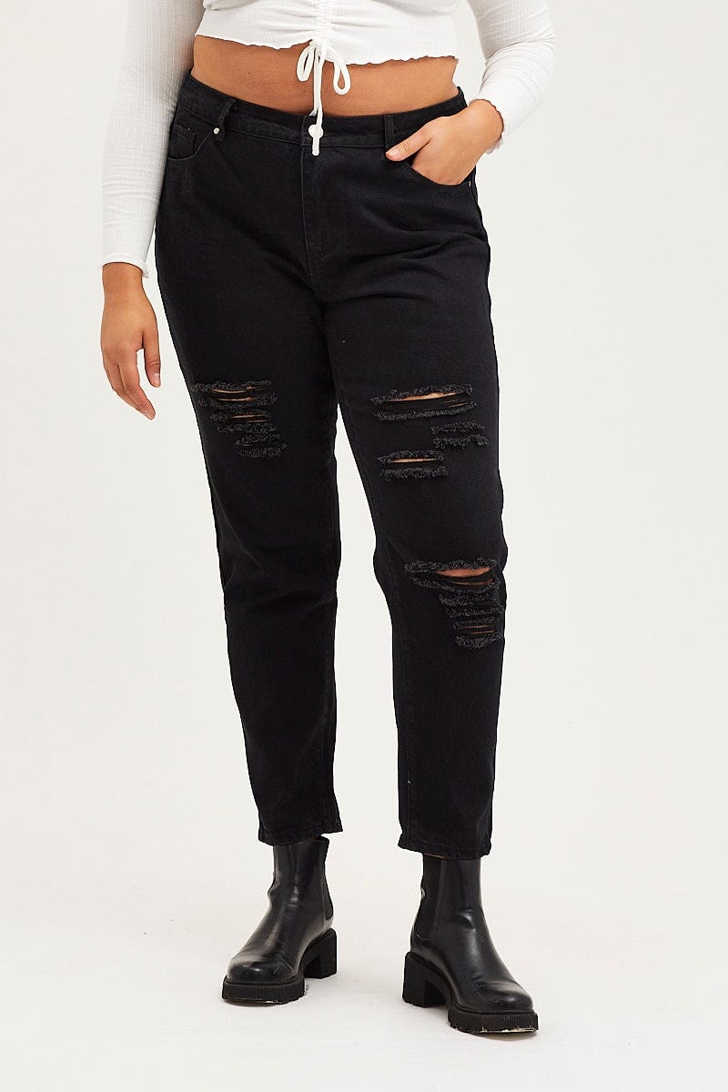 Black Flare Denim Jeans Mid rise