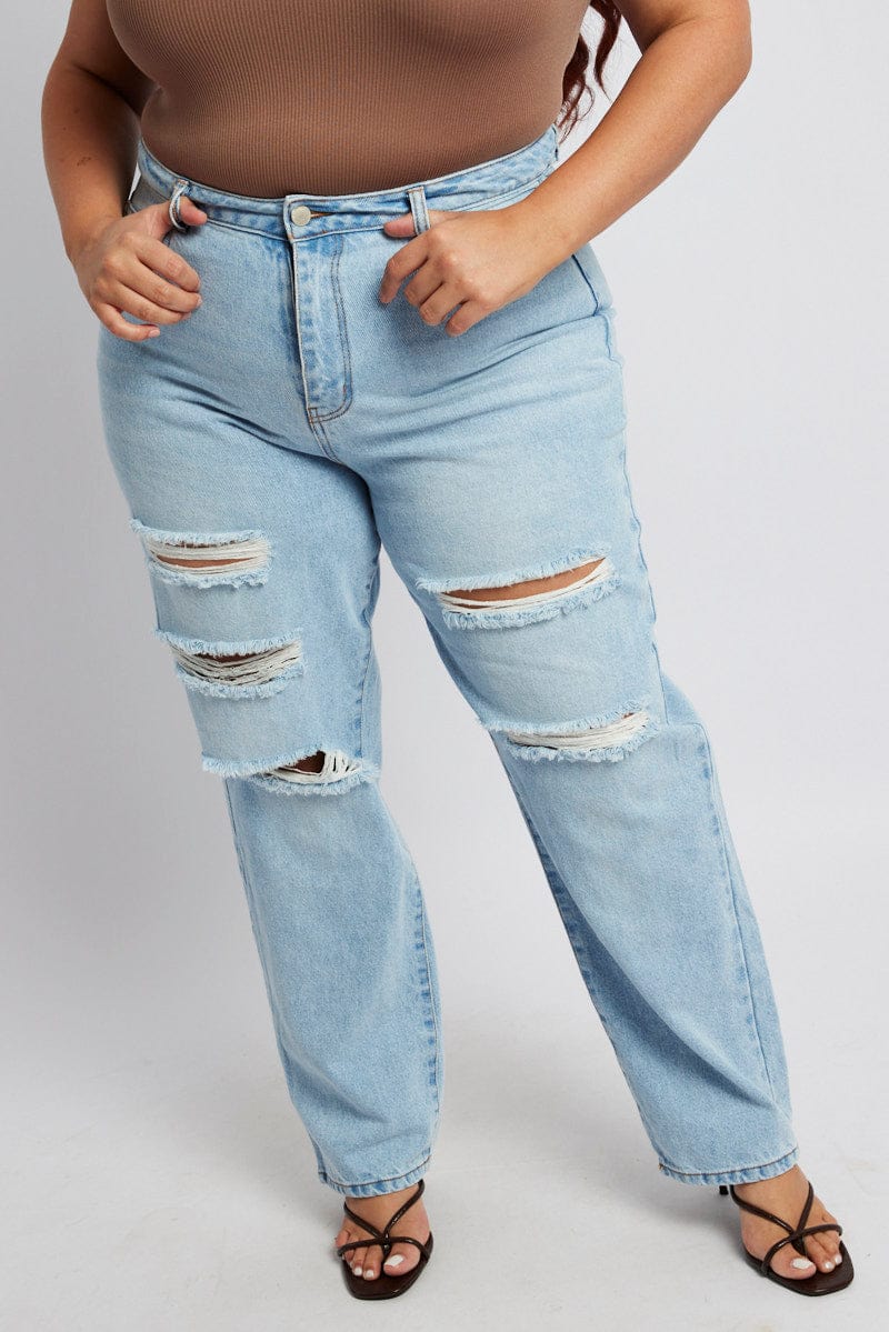 Plus Size Star Design High Waisted Jeans