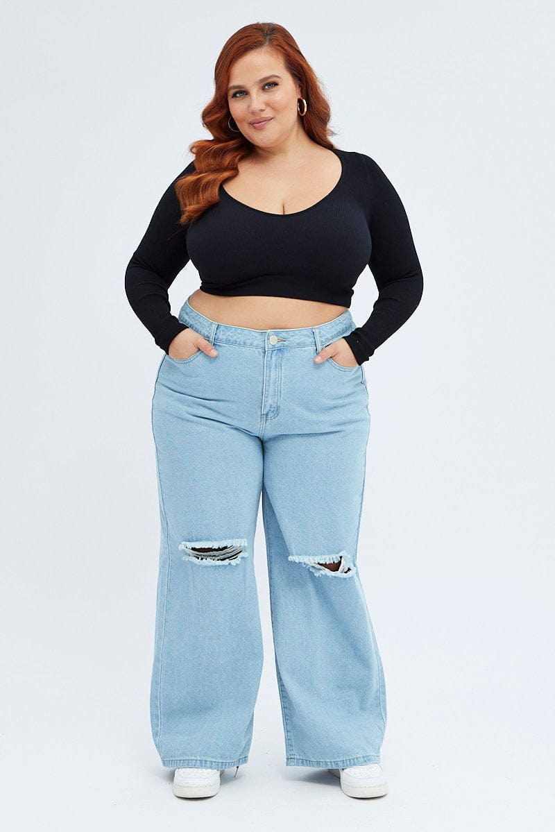 Plus Size Denim Wide Leg Baggy Jeans | Plus size baggy jeans outfit, Wide  leg denim, Jeans outfit casual