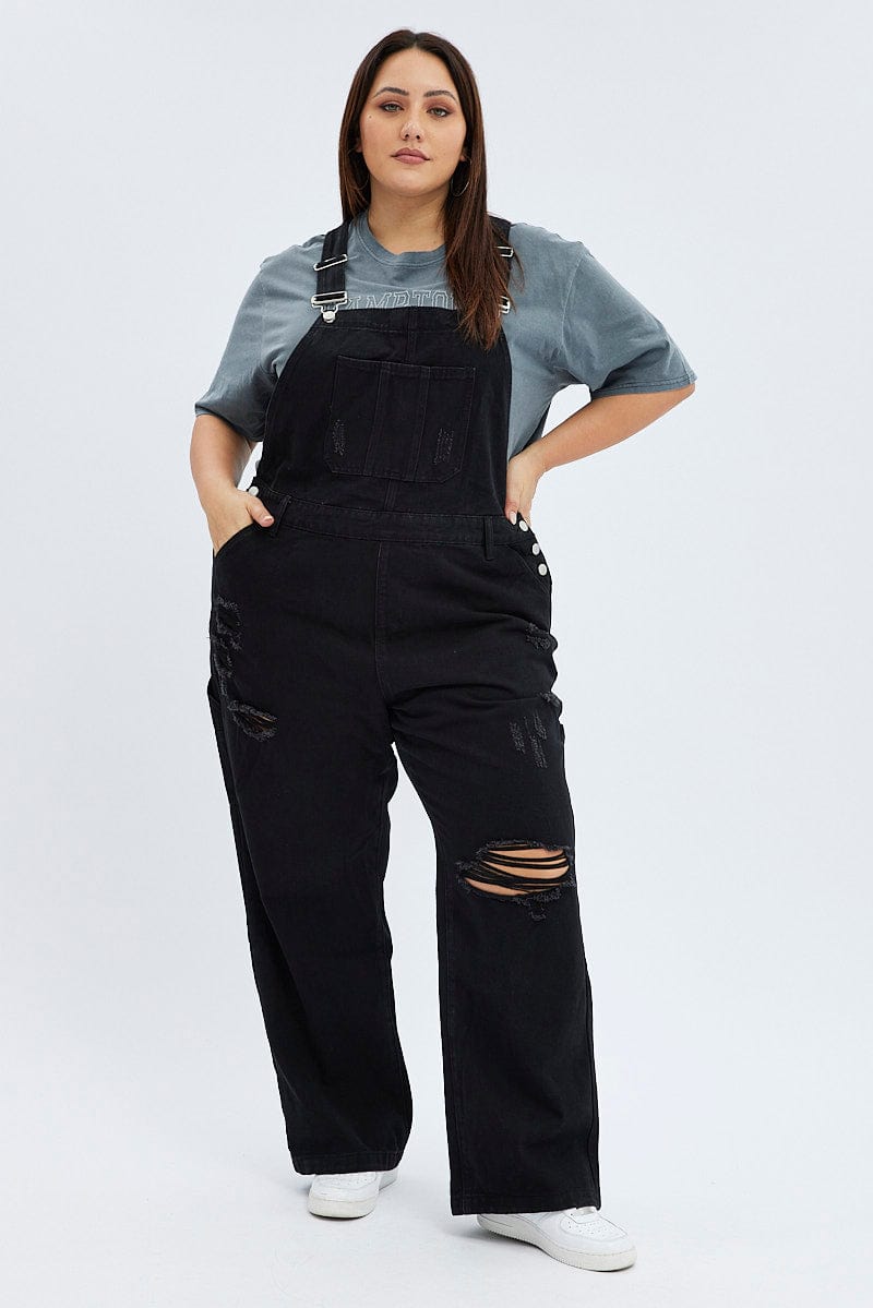 LookbookStore Black Denim Overalls Pants for Women Work Casual Fall  Adjustable Straps Jeans Pants Size L Size 12 Size 14 - Walmart.com