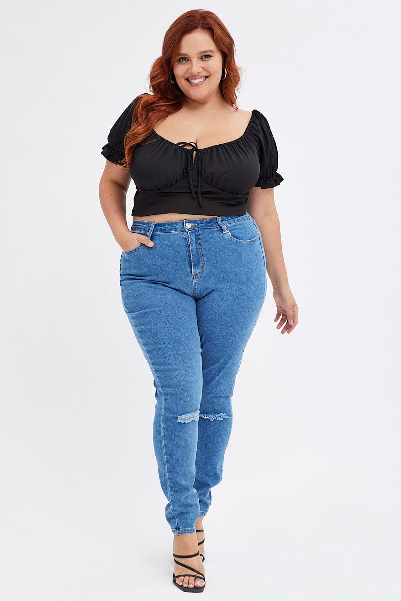 Women's Plus Size High Waist Solid Cutout Ripped Skinny Leggings