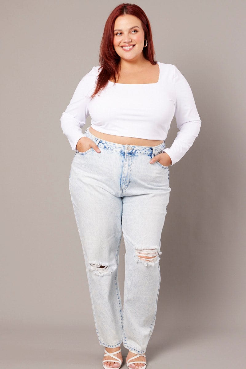  Plus Size Jeans, High Waisted Flare Ripped Stretch
