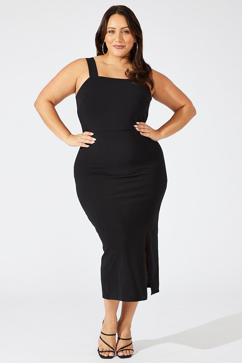 Bodycon Dresses, Midi, Black, White, Plus Size