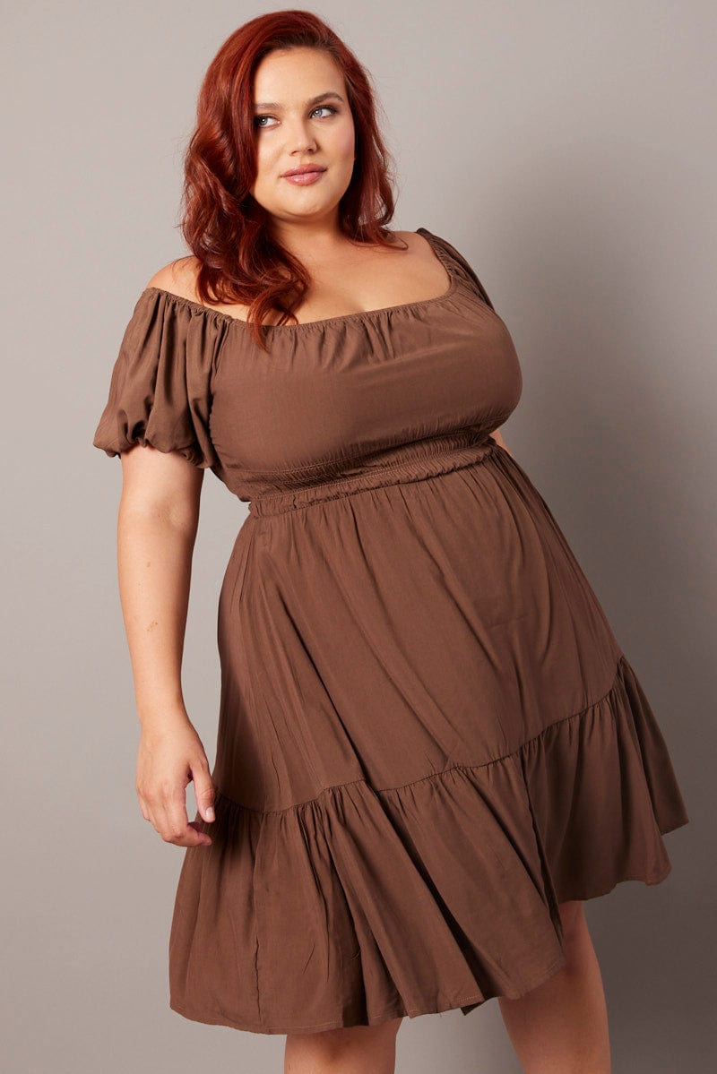 Plus Size Floral A Line Flare Dress With Belt - Fabulously Dressed