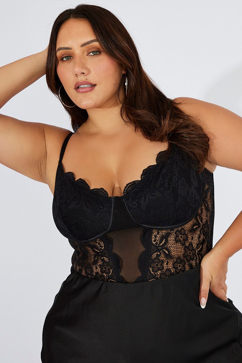 Lace Bodysuit- Plus Size - Black – Ella Etc