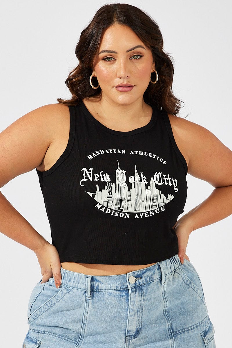 New York Graphic Jersey Crop Top