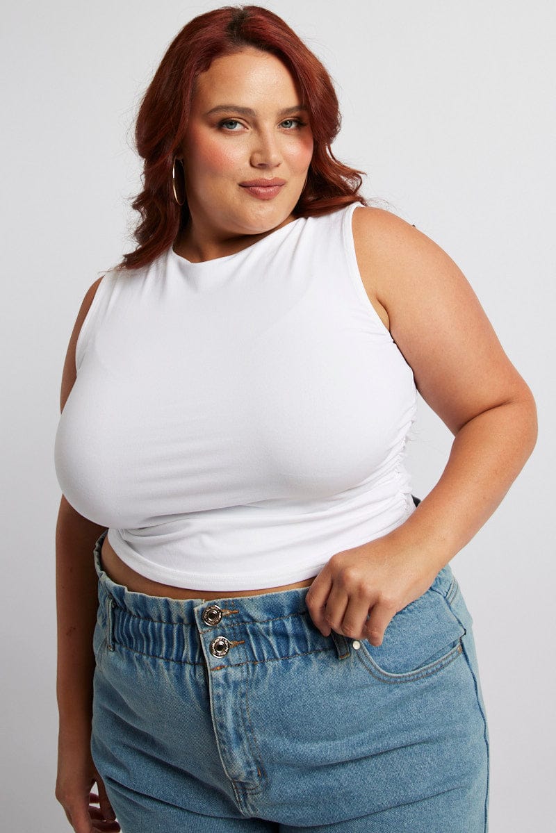 72 Wholesale Mopas Ladies Cotton Camisole Plus Size In White - at 