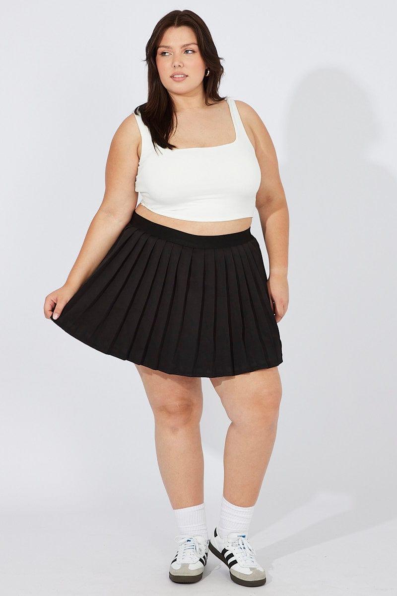 Glamorous Checkered Faux Fur Mini Skirt - Black/White