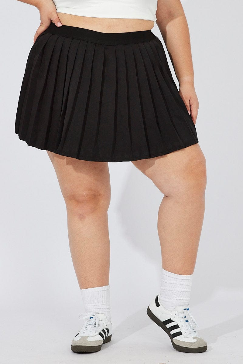 Micro Plisse Tennis Skirt - Black