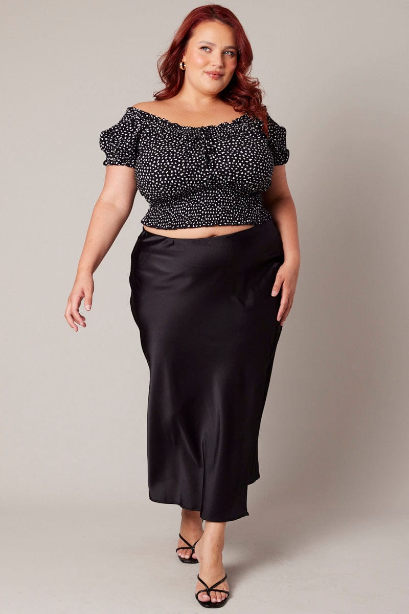 Two Pieces Set Plus Size Short Sleeve Blouse with Pencil Cut Skirt