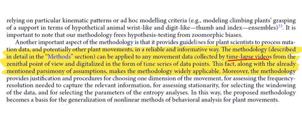 Highlighted section explain how time-lapse video benefit the research