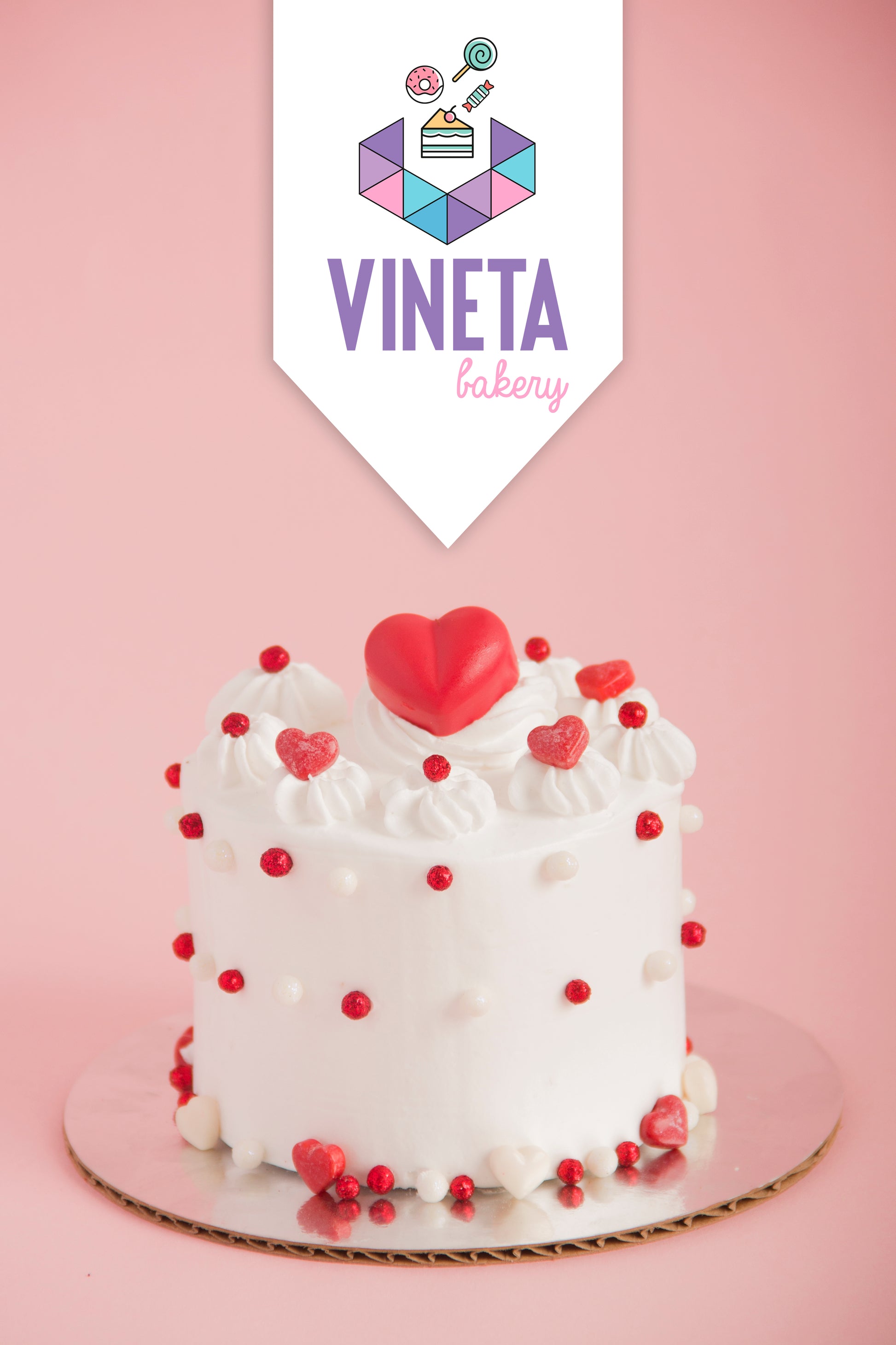 2 Mini pastel blanco corazón – vinetabakery