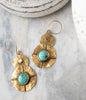 Brass and Afghanistan Turquoise Earrings