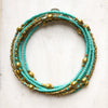 Turquoise Teal Glass & Ethiopian Brass Handmade Wrap Necklace Bracelet Anklet