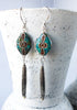 Tibetan Inlaid Turquoise & Coral Earrings with Toureg Beads from Mali
