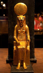 Sekhmet, Egyptian Goddess of War Gold Statue head of a lion body of a woman