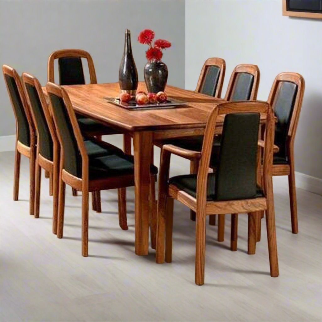 Teak Wood Dining Table With 8 Teak Chairs