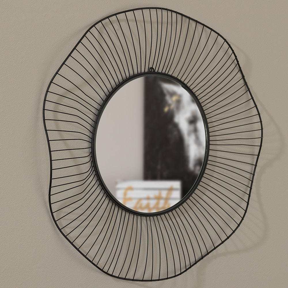 Wavy Round Metal Mirror