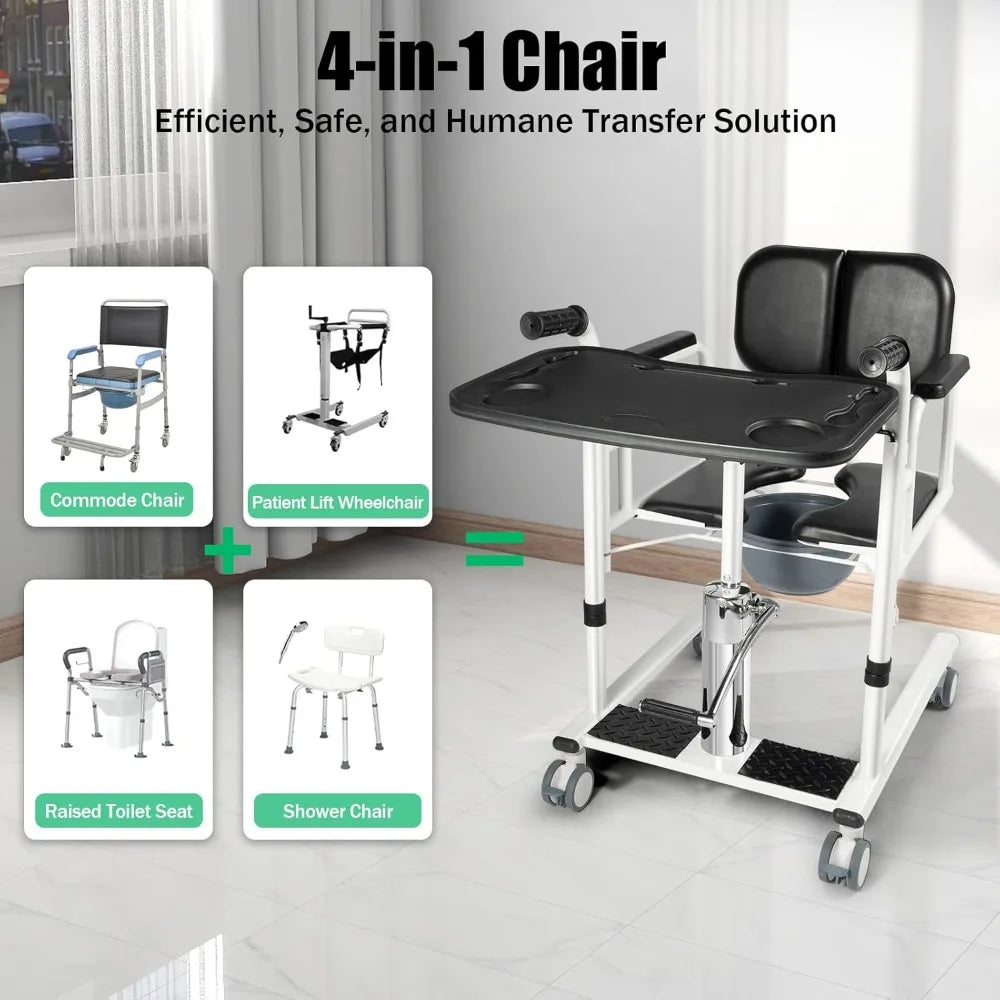 4-in-1 Shower & Transport Hydraulic Patient Lift Nursing Chair - Image 6
