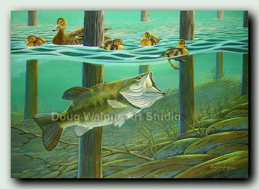 LAOSHU Largemouth Bass Fishing Freshwater Fish Poster Canvas