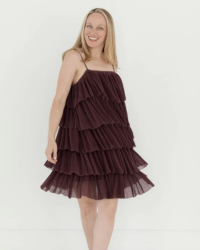 This playful Tulle Ruffle Mini Dress is perfect for fall weddings. With layers of tiered tulle and spaghetti style straps, you get the ultimate combination of flirty and feminine style. Perfect for wedding guests or any special occasion.