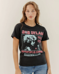 Dress for the gig of a lifetime with this cool and classic Bob Dylan Live tee. With its women's fit, crewneck, and short sleeve, it's perfect for rocking out