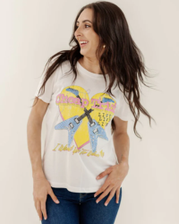 This Cheap Trick Graphic Tee is a perfect go-to choice for any wardrobe. Its versatile design can be paired with a dress, skirt, or blazer for a sophisticated look, or simply styled with denim for a casual vibe. Its women's fit style offers comfort and style in one.