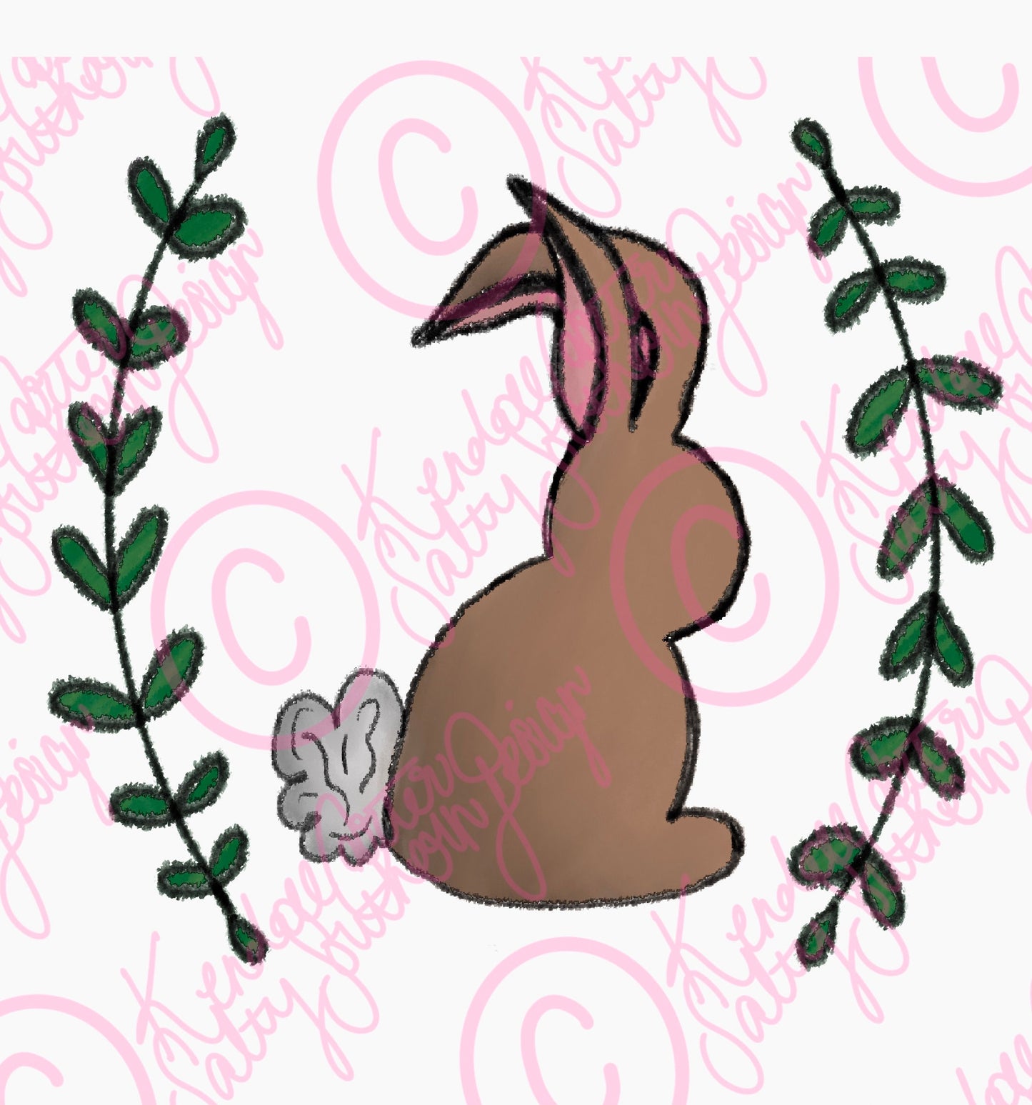 Bunny Laurel Wreath. Ready to download PNG for sublimation, print and cut, and vinyl designs.
