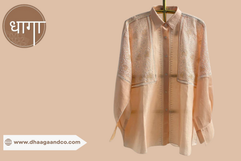 chikankari organza shirt