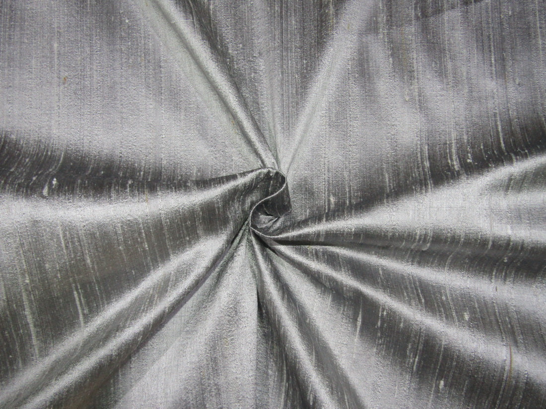 100% pure silk dupioni fabric silver grey x black 54&quot; with slubs MM17[2]
