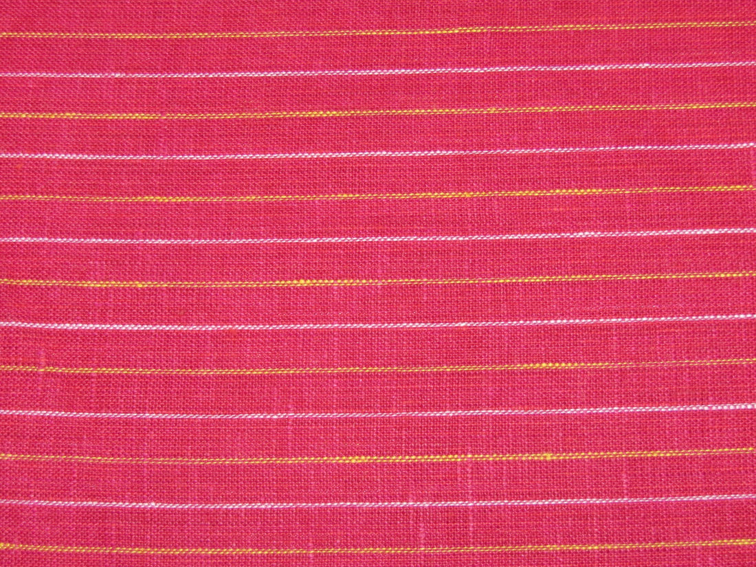 100% Linen Red and Yellow stripe 60's Lea Fabric ~ 58&quot; wide