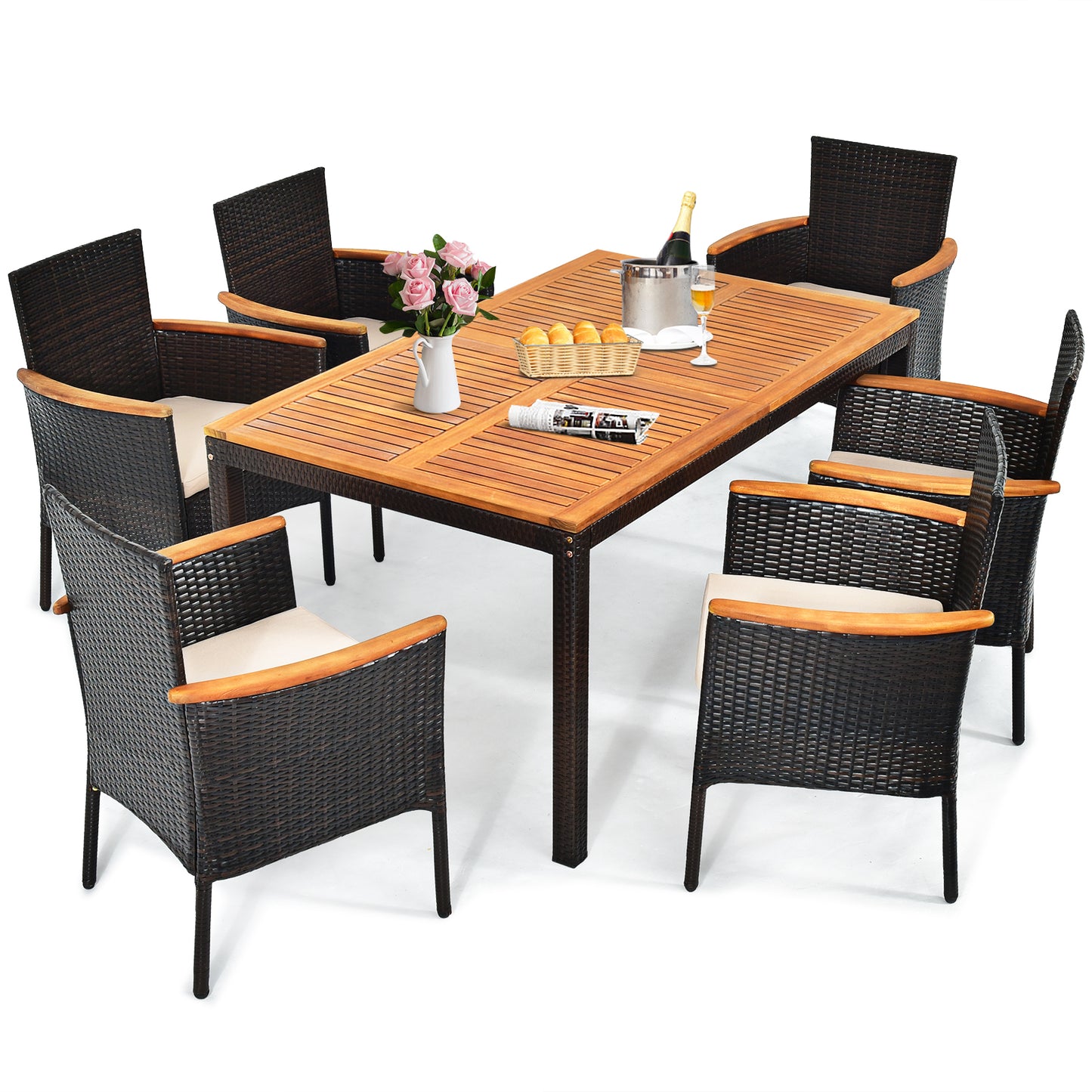 7 piece outdoor dining set with umbrella