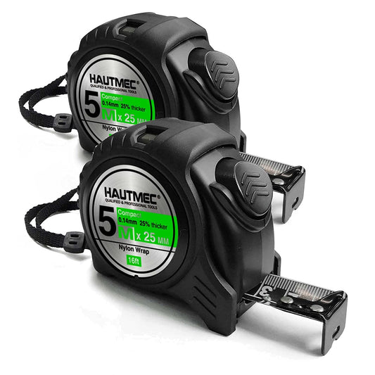 HAUTMEC Measuring Tape 25Ft-Double Side Metric and Inches Black