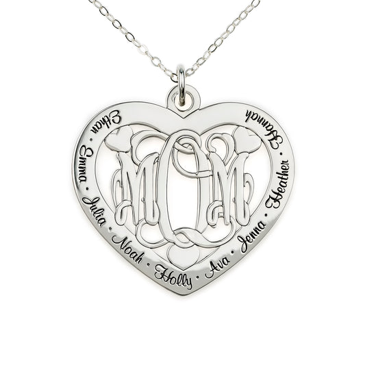 Bold Mono Three Initial Monogram Personalized Sterling Silver Necklace