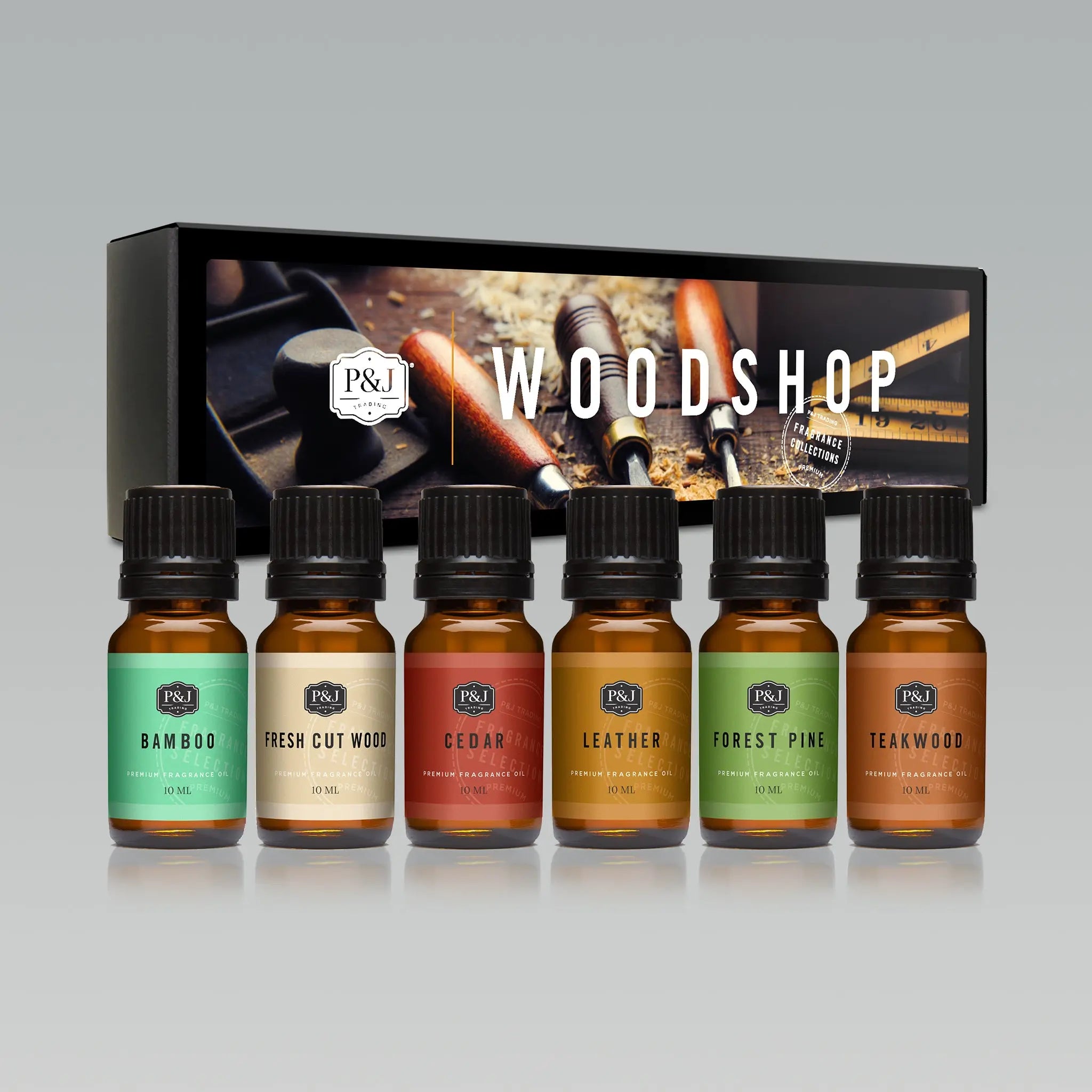 P&J Trading The Study Set of 6 Premium Grade Fragrance Oils - Leather,  Coffee, Old Books, Cedar, Amber, Sweet Tobacco - 10ml