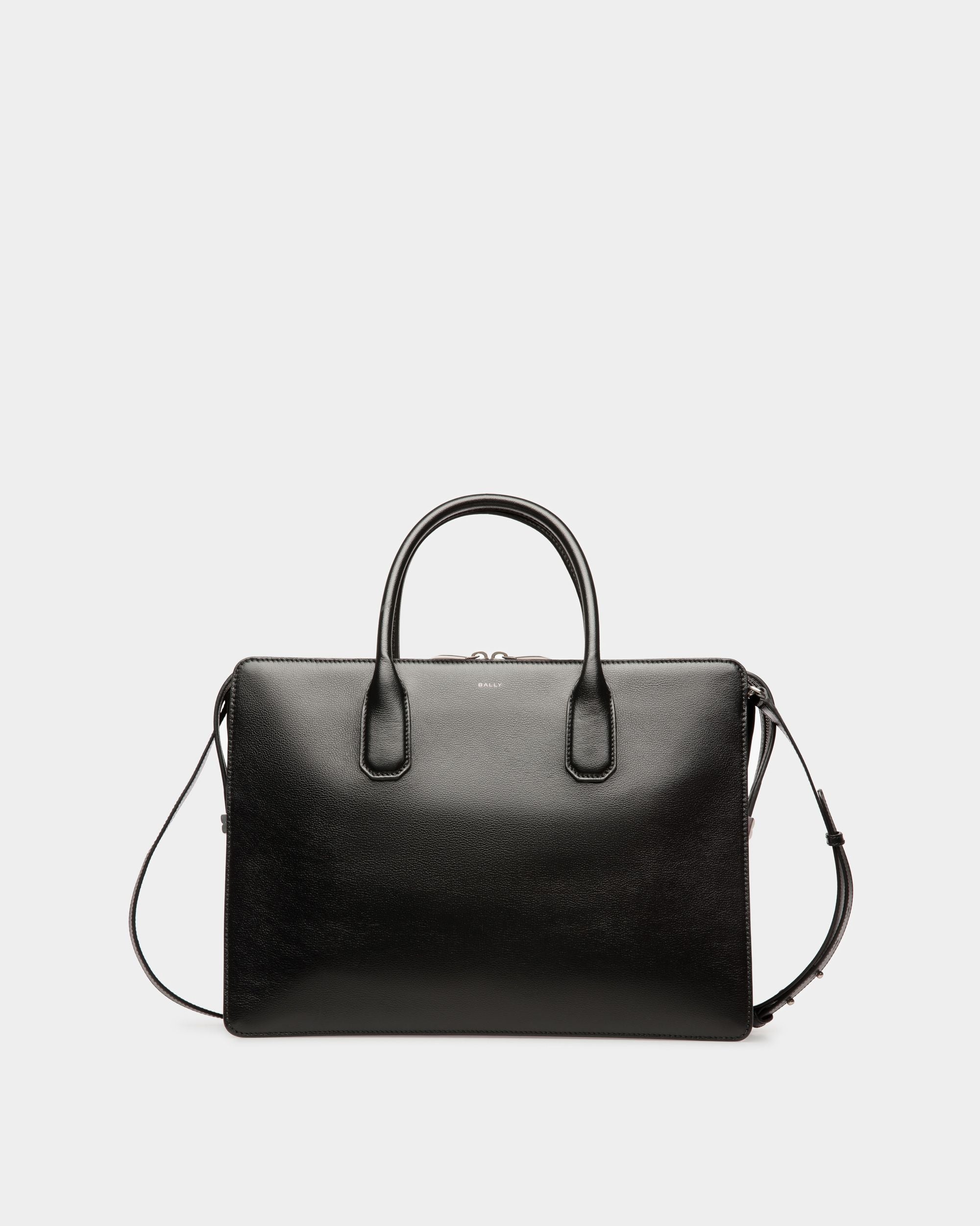 Men's Banque Business Bag In Black Leather | Bally | Still Life Front