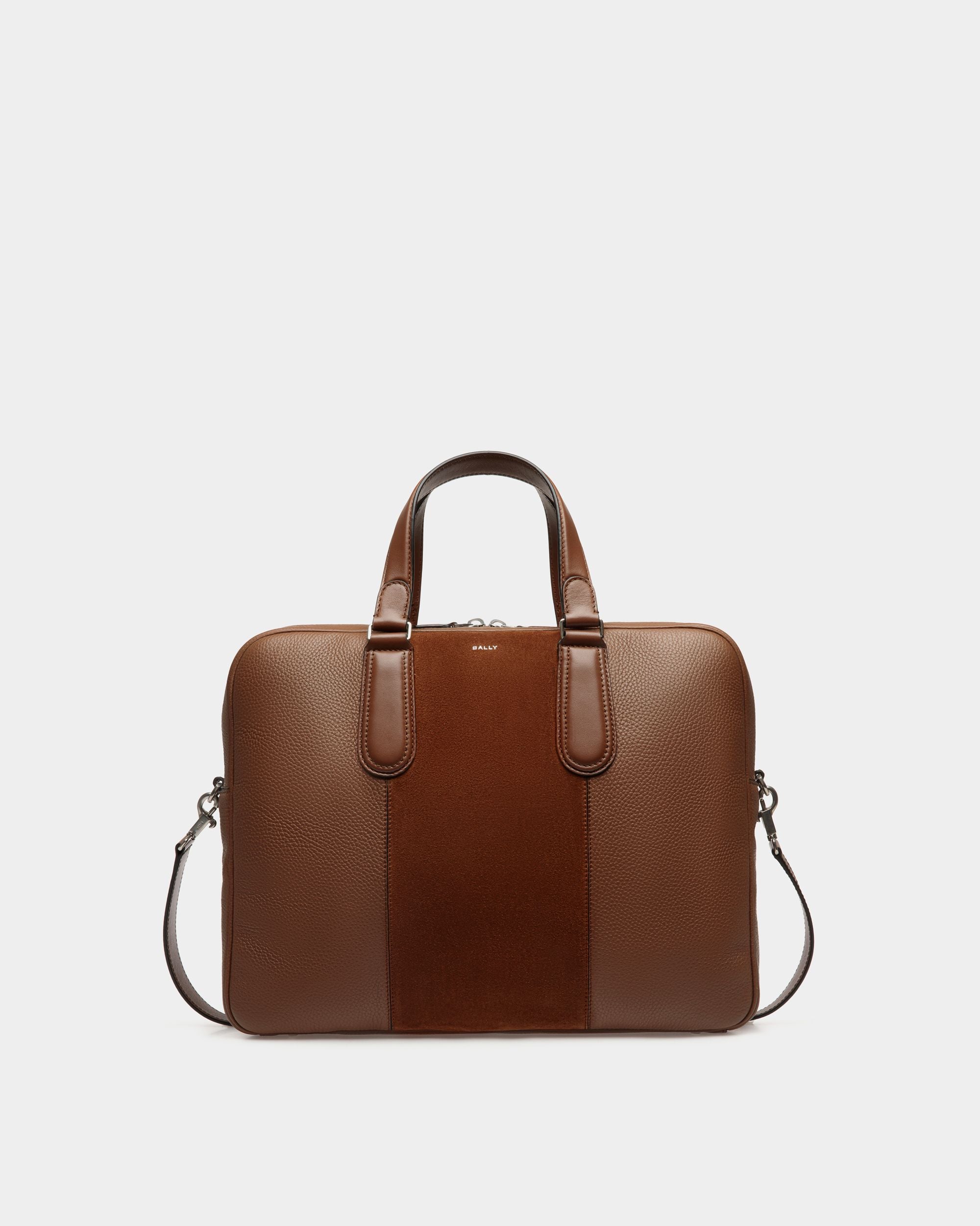 Spin | Cartable pour homme en cuir marron | Bally | Still Life Devant