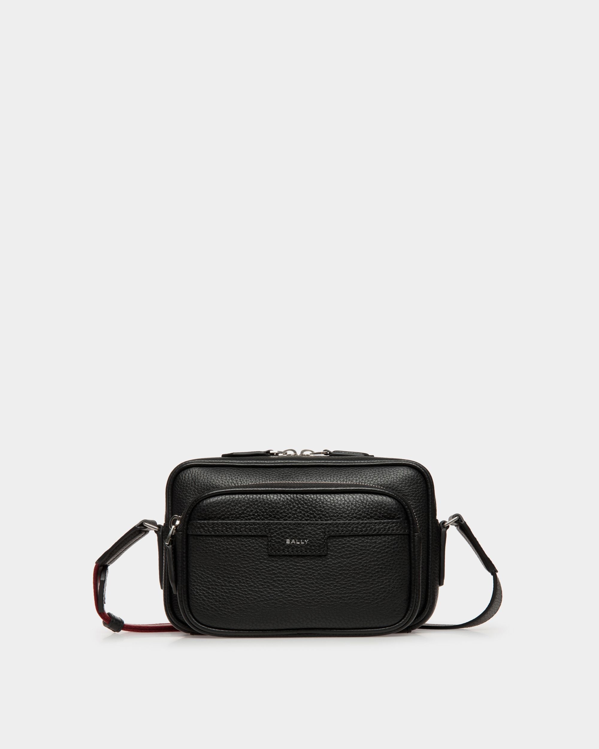 Men's Code Crossbody Bag in Black Grained Leather | Bally | Still Life Front