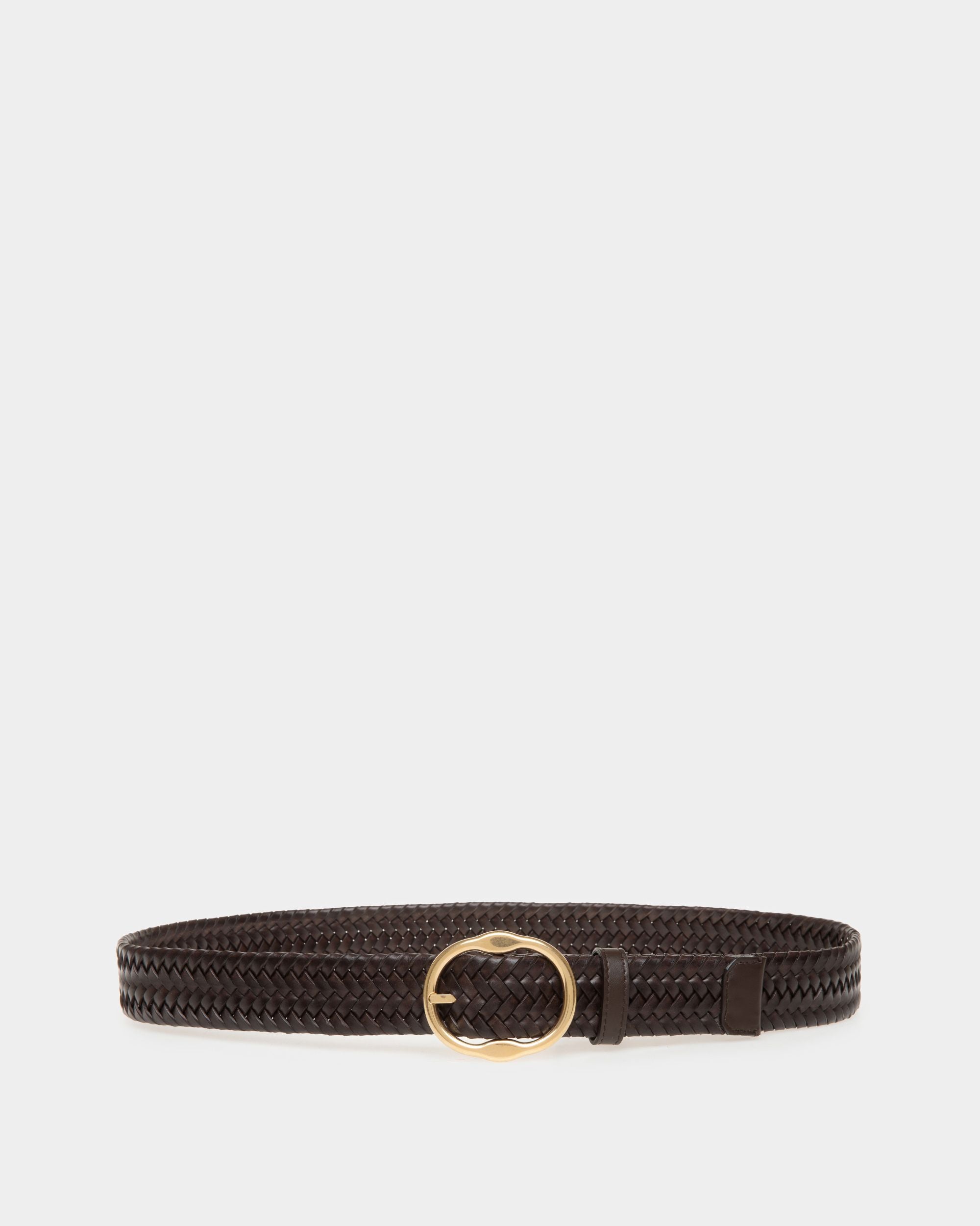 Emblem 35 mm | Ceinture pour homme en cuir marron | Bally | Still Life Devant