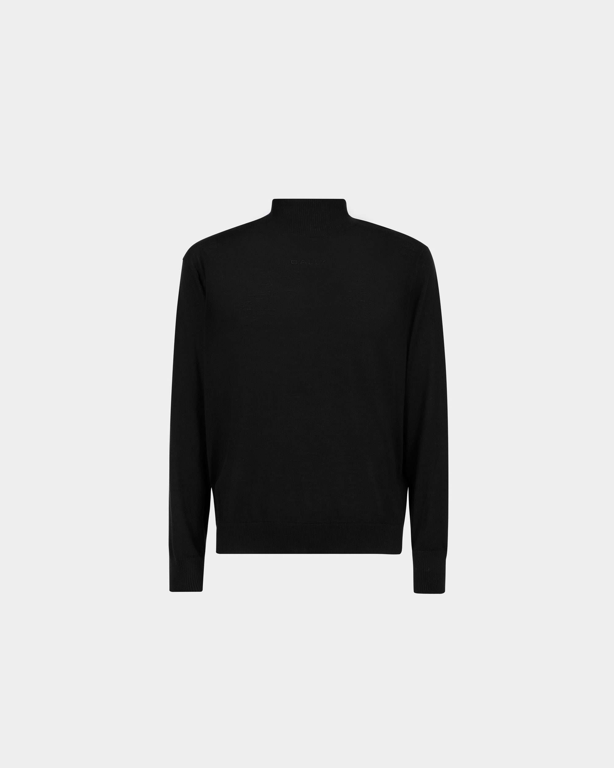 Pull col roulé pour homme en laine noire | Bally | Still Life Devant