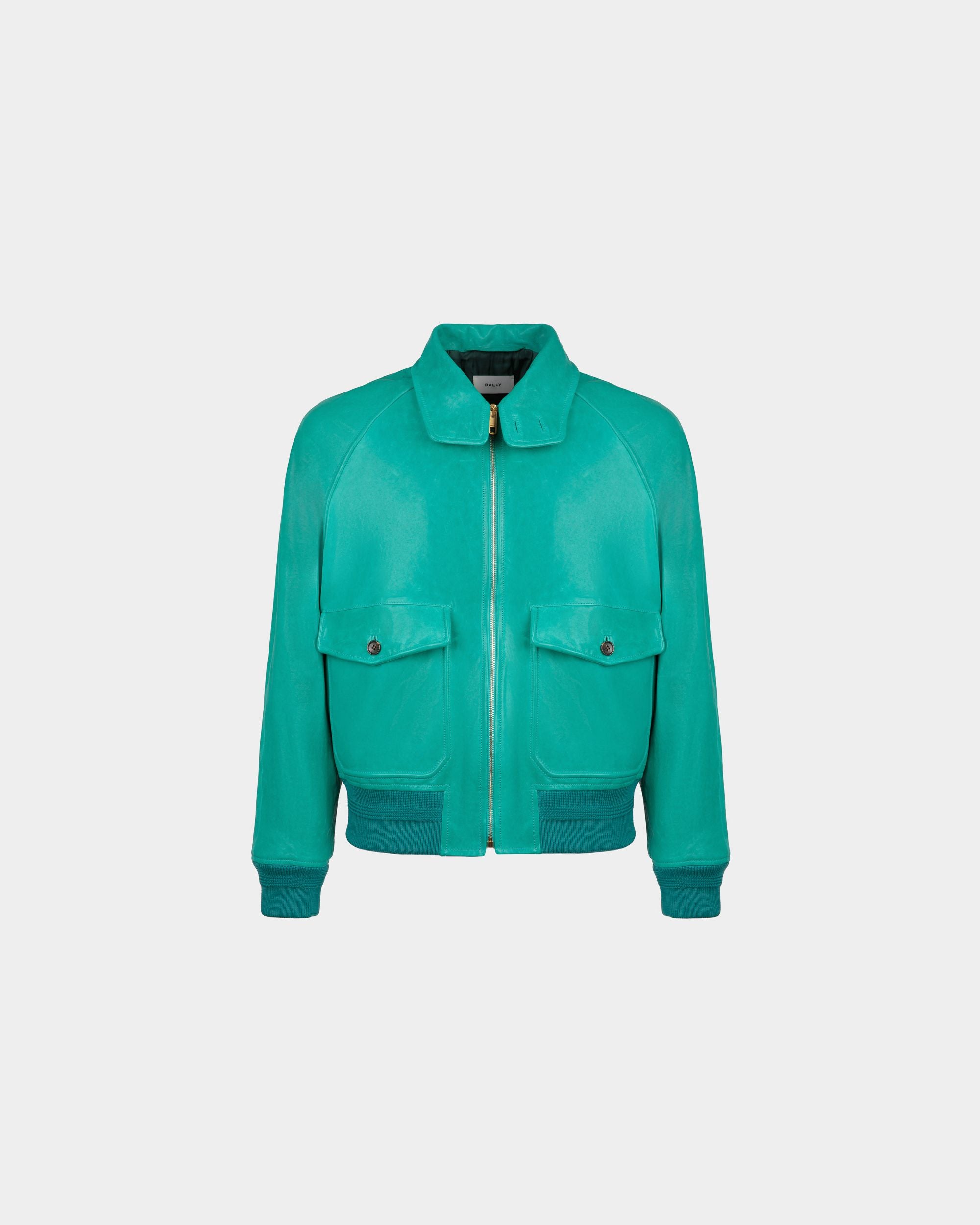 Bomber pour homme en cuir vert | Bally | Still Life Devant