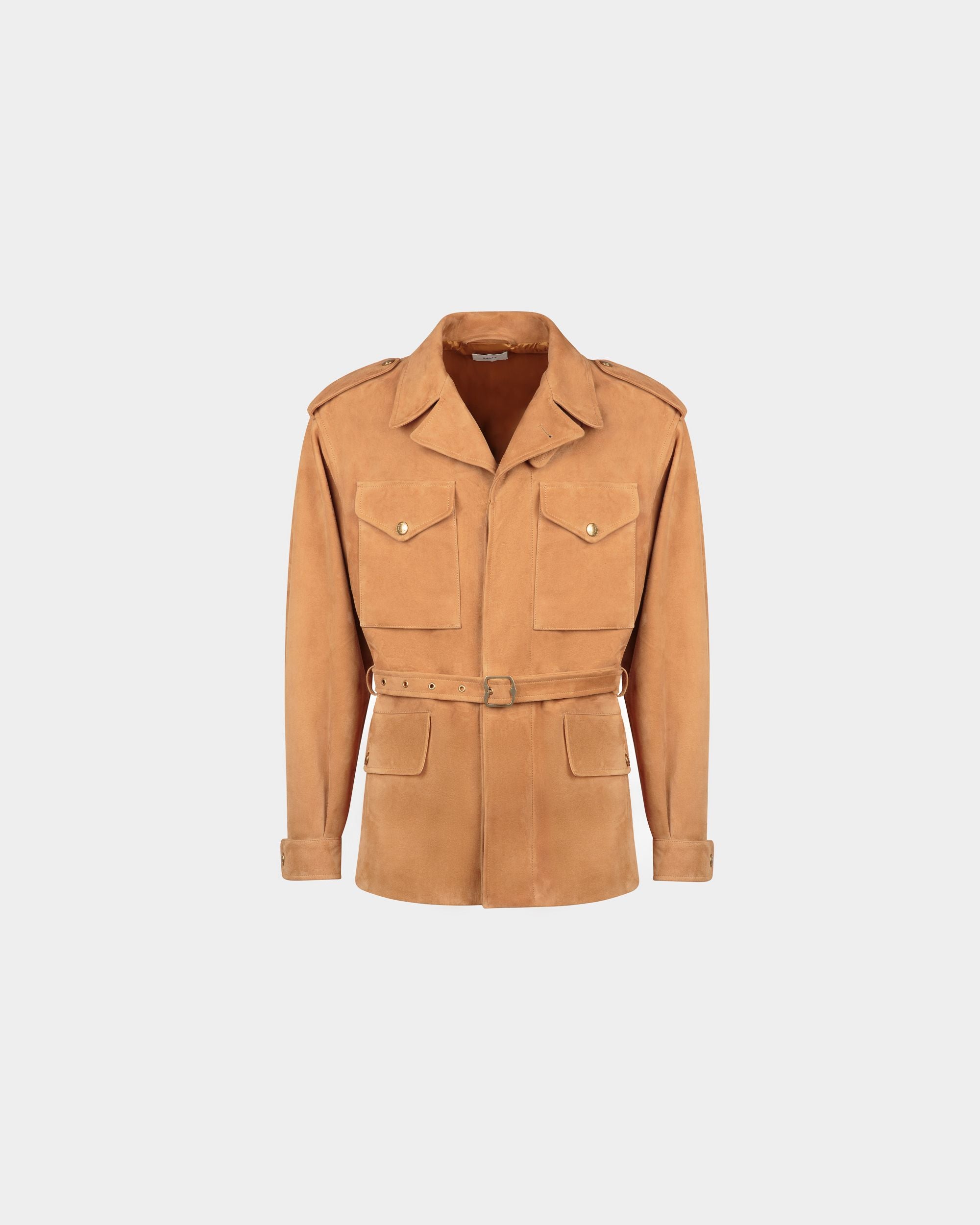 Veste pour homme en daim marron | Bally | Still Life Devant