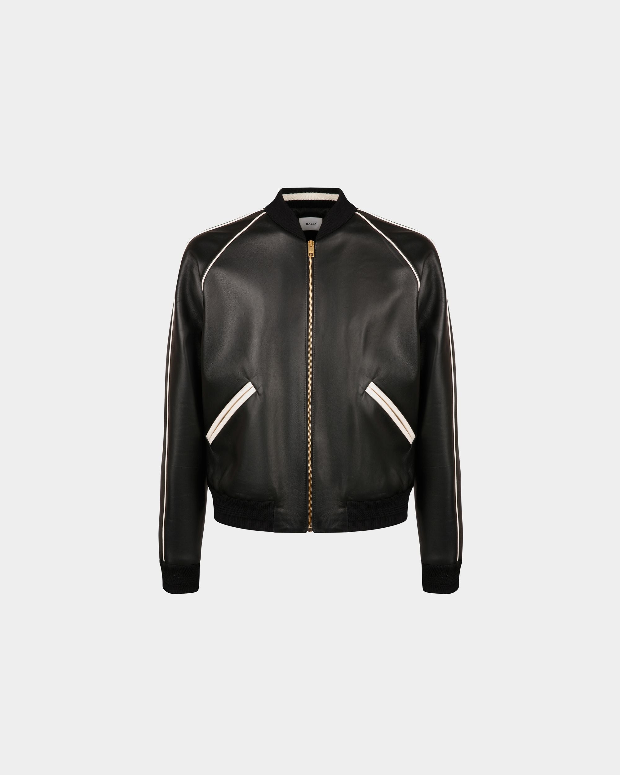 Bomber pour homme en cuir noir | Bally | Still Life Devant