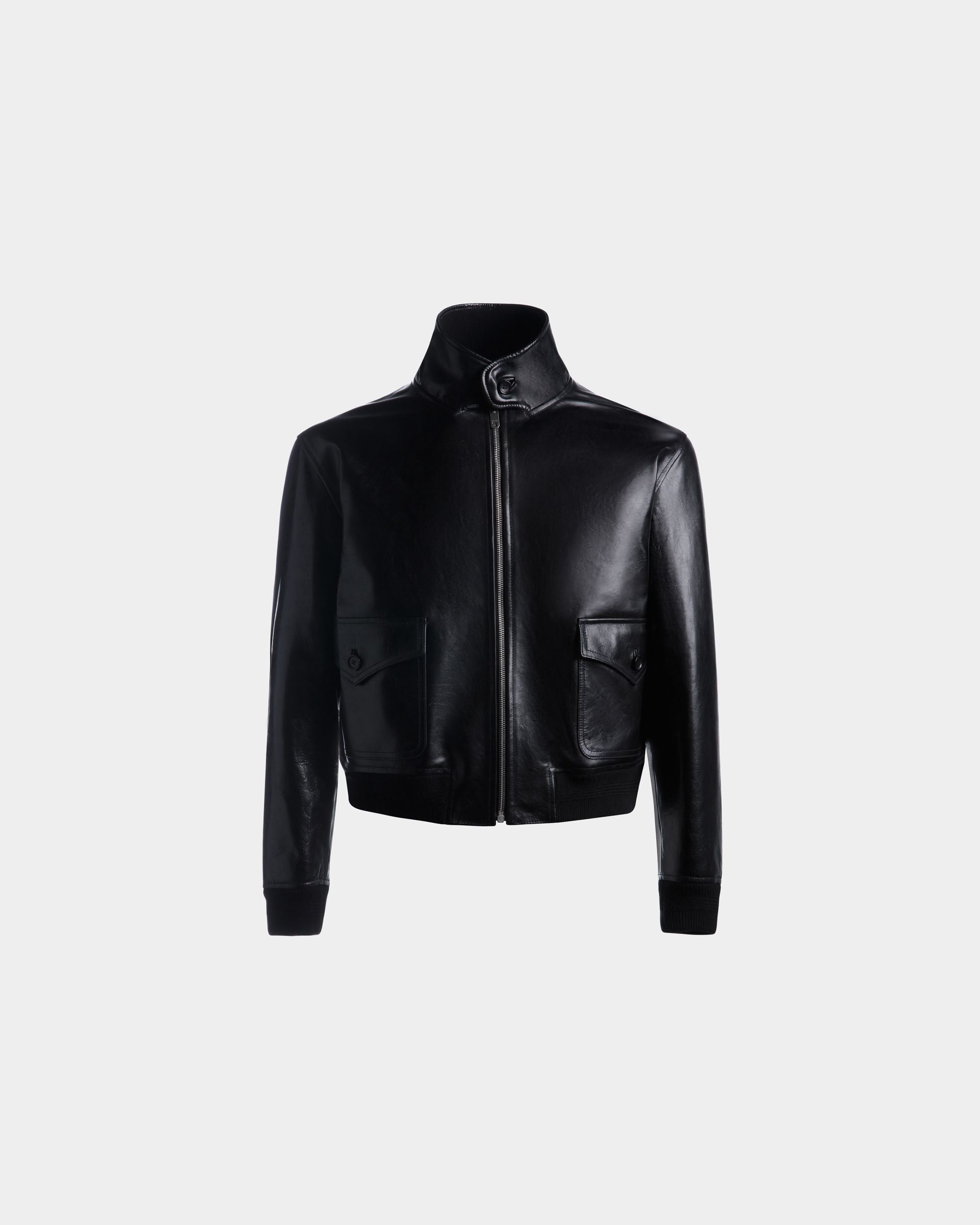 Blouson pour homme en cuir noir | Bally | Still Life Devant