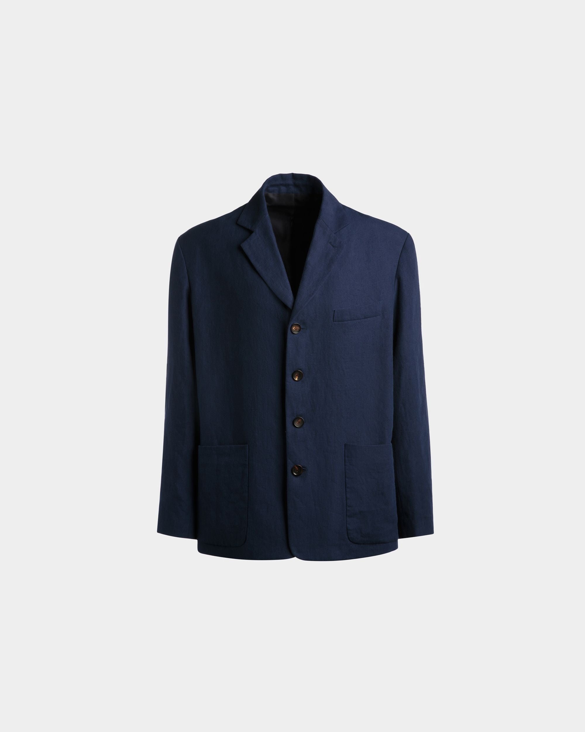 Veste pour homme en lin Navy Blue | Bally | Still Life Devant