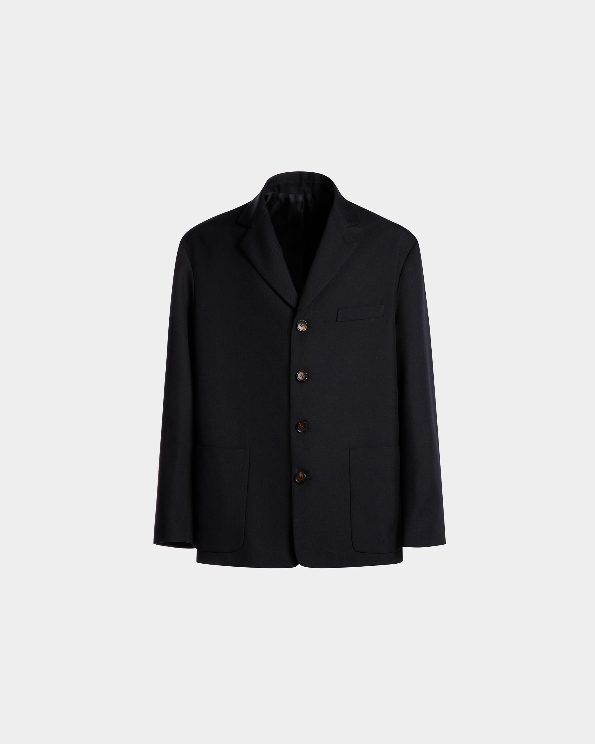 Men's Jacket in Navy Blue Wool Blend | Bally | Still Life Front