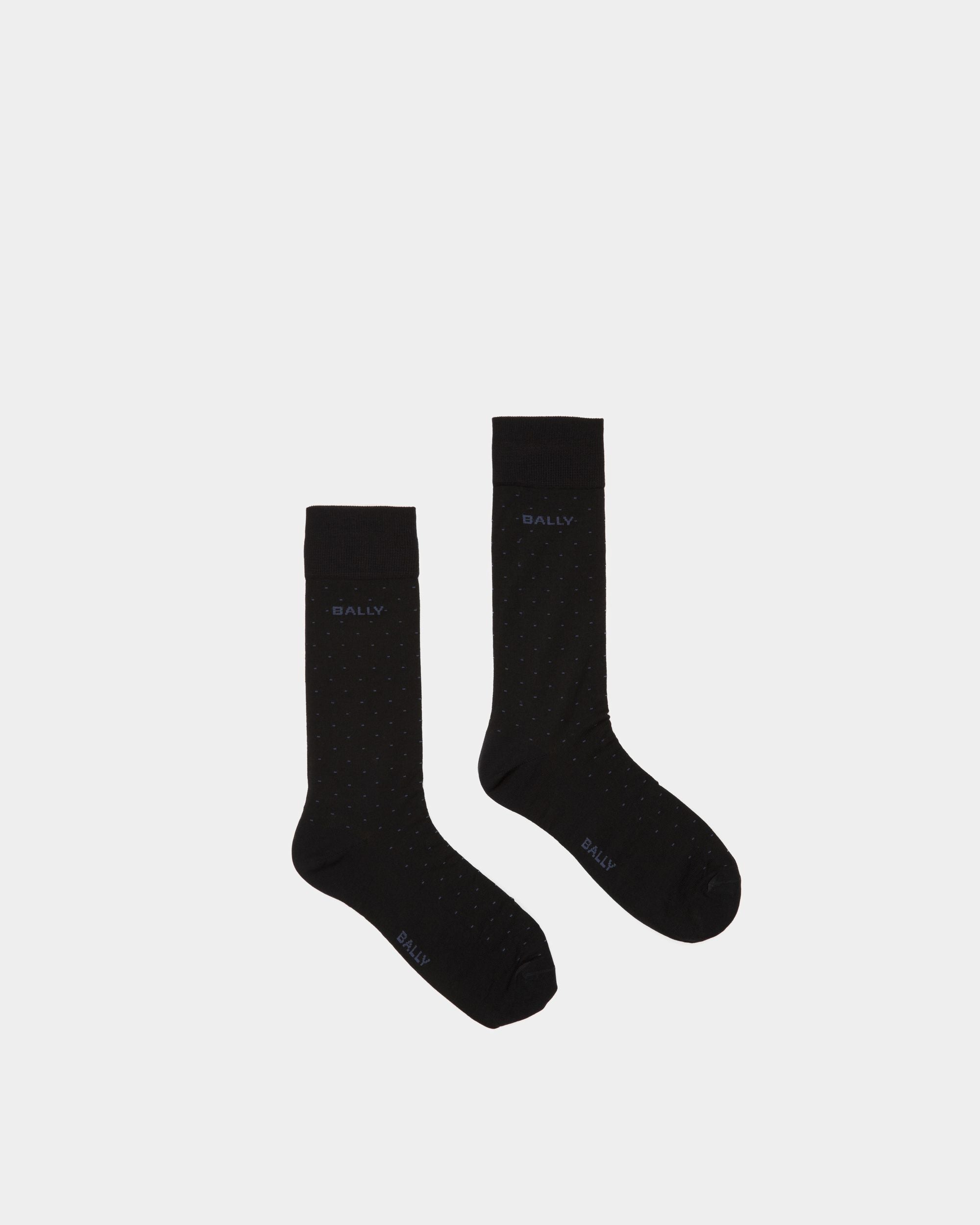 Chaussettes à rayures avec logo | Chaussettes pour homme | Coton mélangé couleur encre | Bally | Still Life Haut