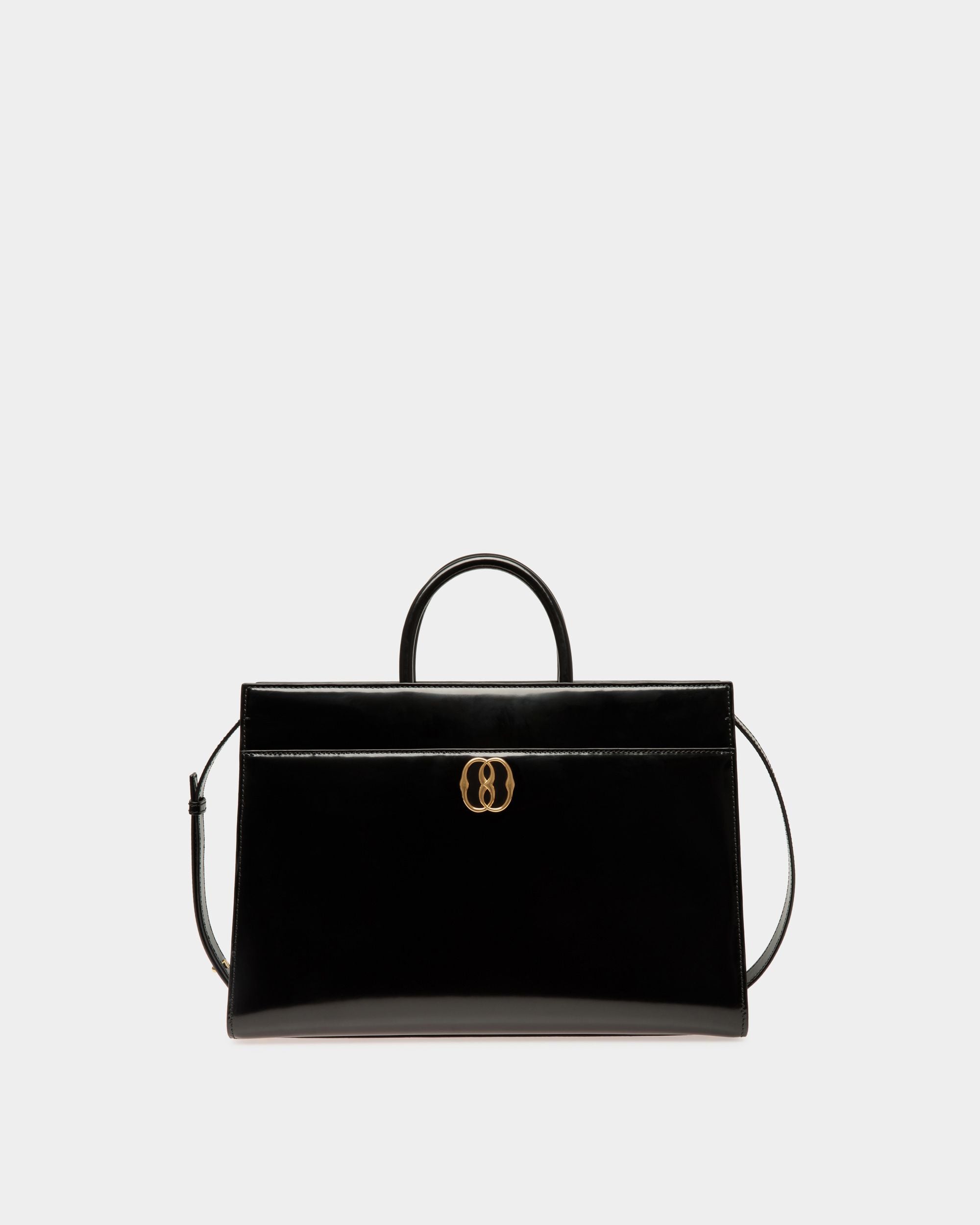 Emblem | Sac cabas pour femme en cuir brossé noir | Bally | Still Life Devant